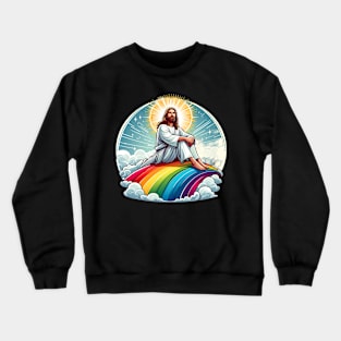 Jesus on a rainbow Crewneck Sweatshirt